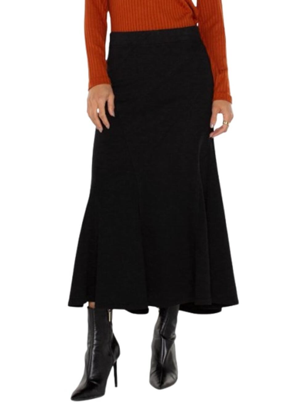 Liverpool Women's Mermaid Denim Maxi Skirt Size 12 31 Black Rinse Seamed NWT